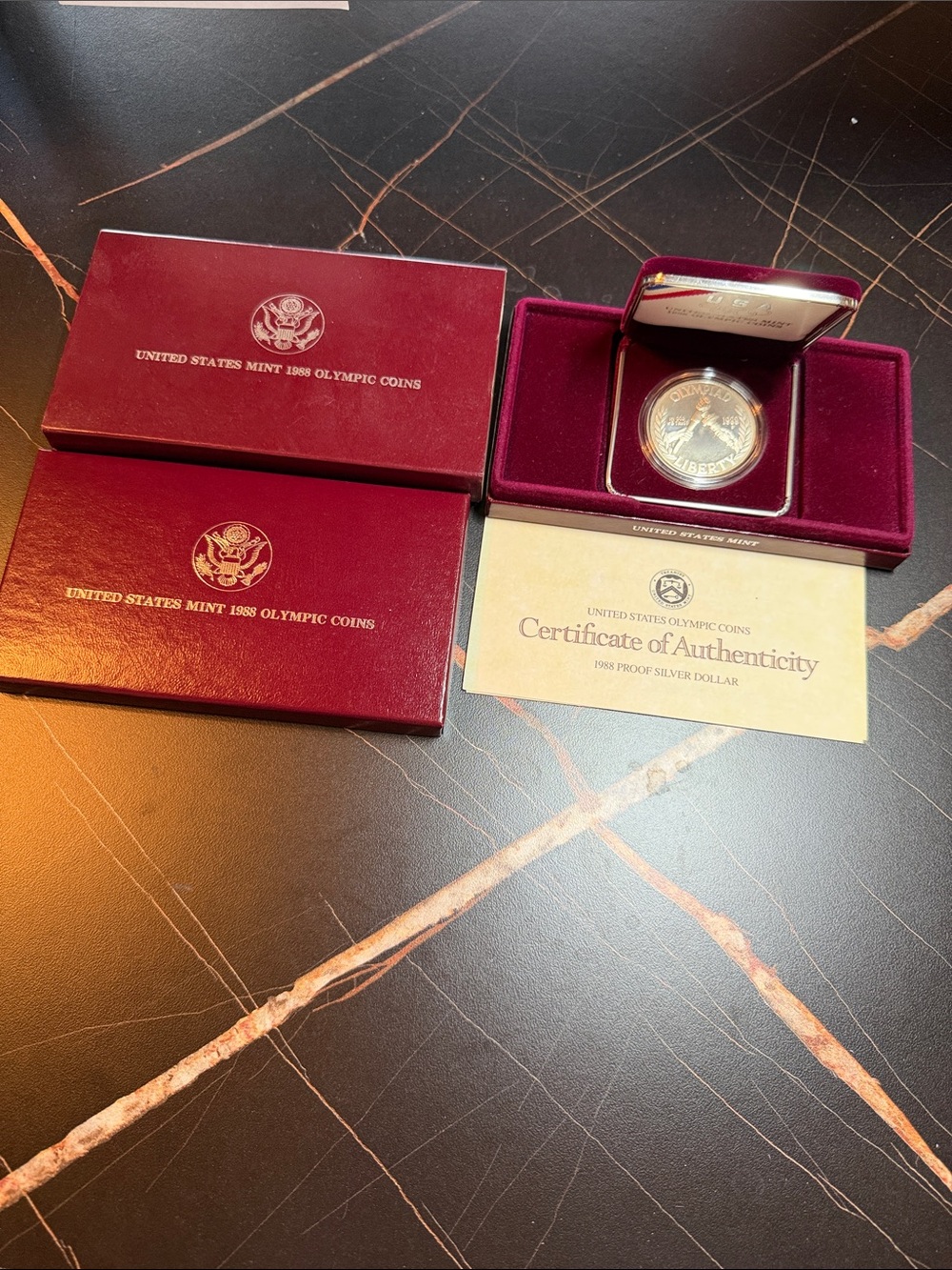 United States Mint 1988 Olympic Proof Silver Dollar with Box